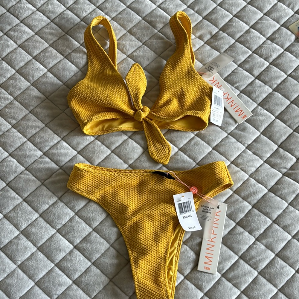 Yellow swimsuit two piece set